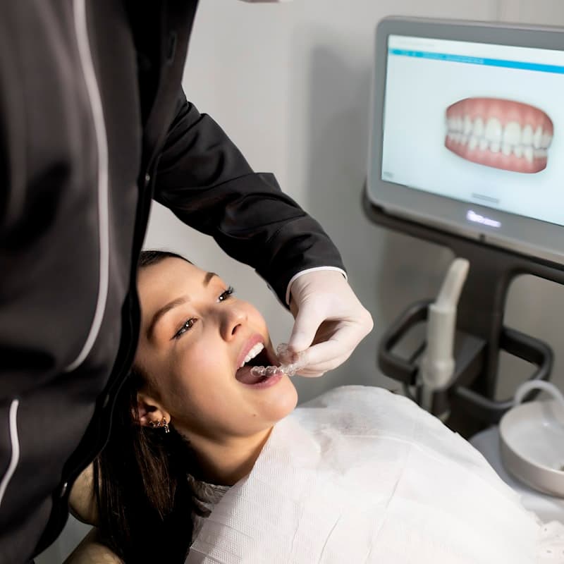 Dentist examining a patient with a dental scanner