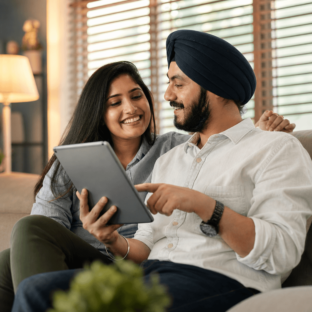 Couple exploring health information together